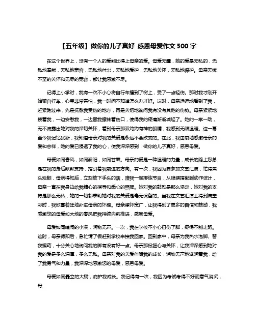 【五年级】做你的儿子真好 感恩母爱作文500字