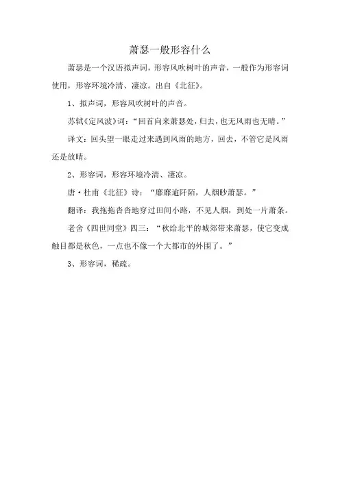 萧瑟一般形容什么