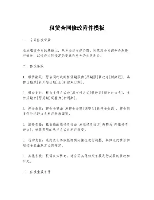 租赁合同修改附件模板