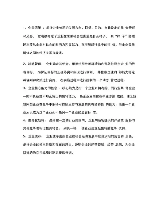 企业战略管理重点内容