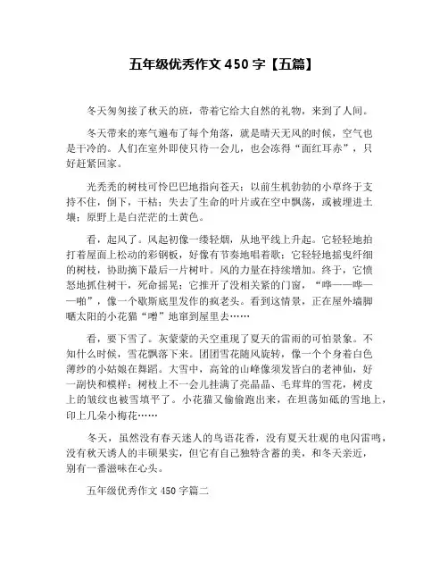 五年级优秀作文450字【五篇】