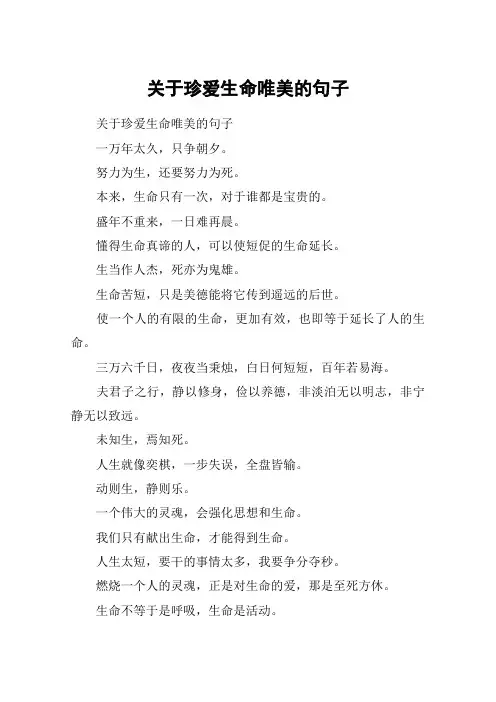 关于珍爱生命唯美的句子