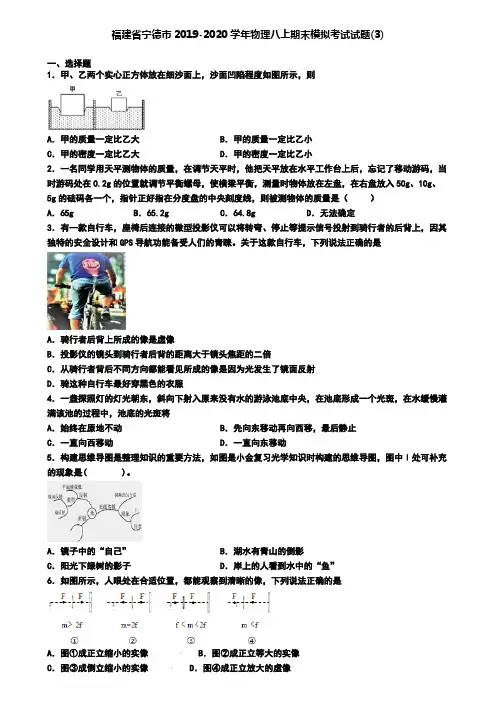 福建省宁德市2019-2020学年物理八上期末模拟考试试题(3)