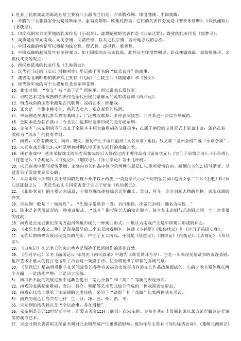 (完整版)戏剧戏曲艺术基础知识