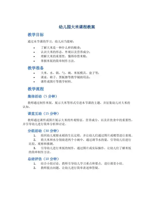 幼儿园大米课程教案