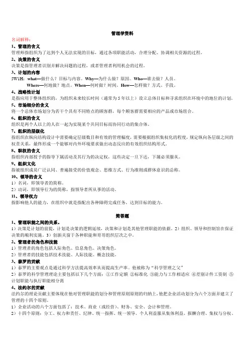 管理学必备知识清单