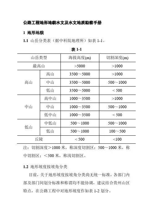 公路工程地形地貌水文及水文地质勘察手册