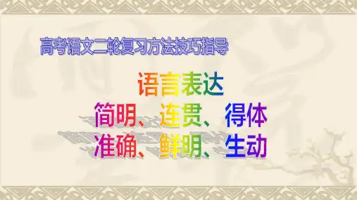 高考专题突破：语言表达简明、连贯、得体,准确、鲜明、生动(专题复习精美课件)