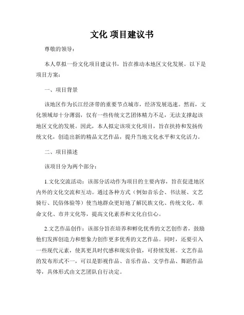 文化 项目建议书