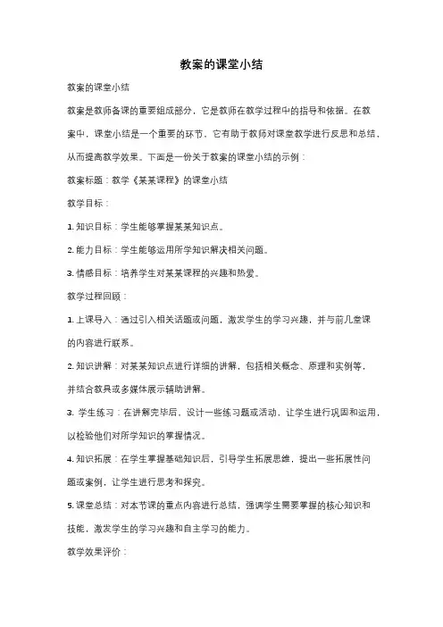 教案的课堂小结