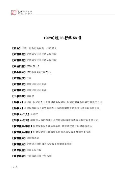 (2020)皖08行终53号