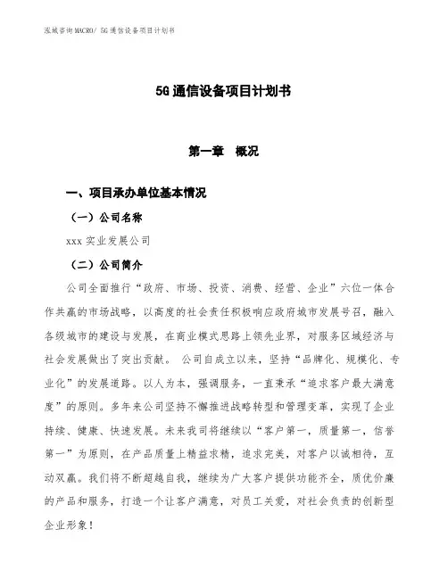 5G通信设备项目计划书