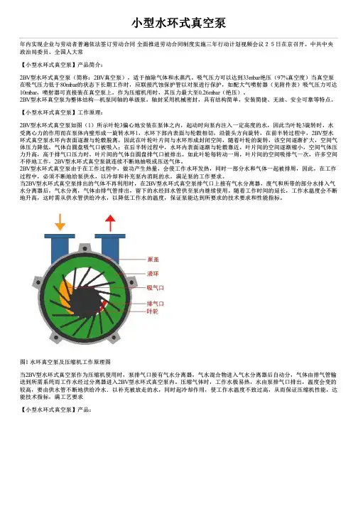 小型水环式真空泵简介及性能参数价格