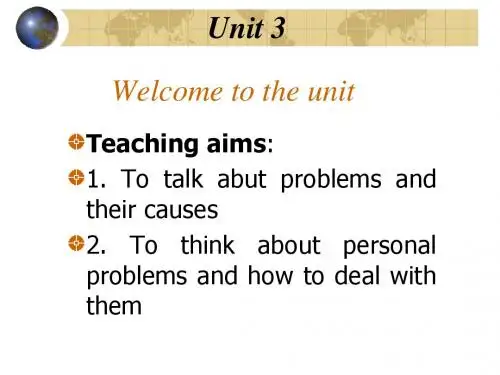 牛津版英语九年级上册 unit3 Teenage Problems--welcome to the unit(ppt)