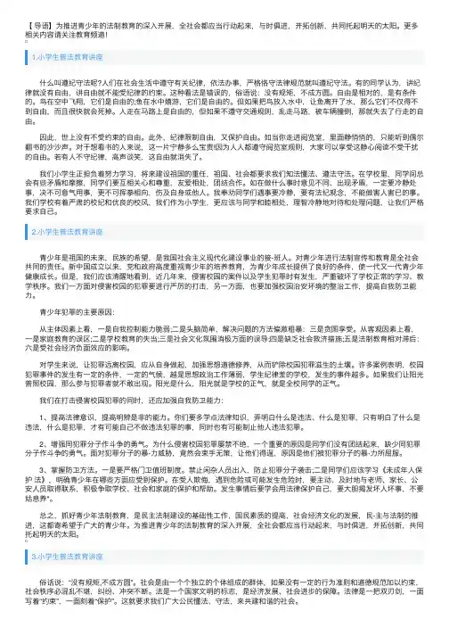 小学生普法教育讲座【四篇】