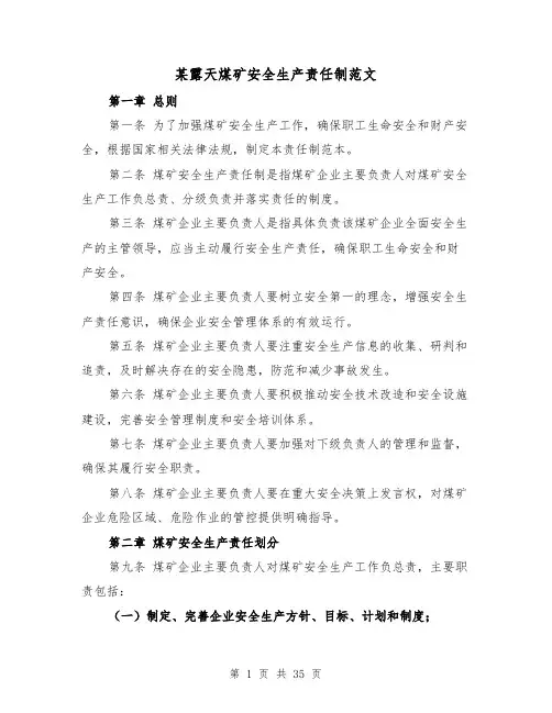 某露天煤矿安全生产责任制范文（4篇）