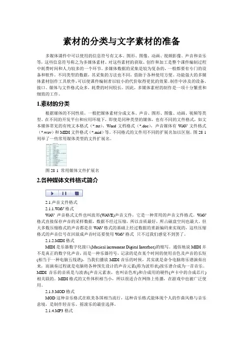 素材的分类与文字素材的准备