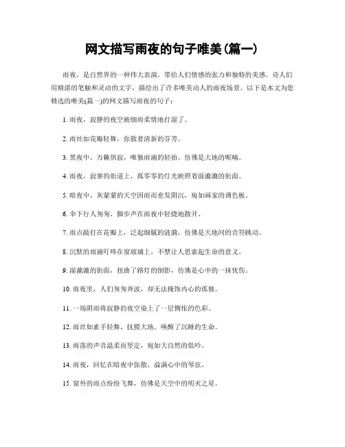 网文描写雨夜的句子唯美(精选两篇)