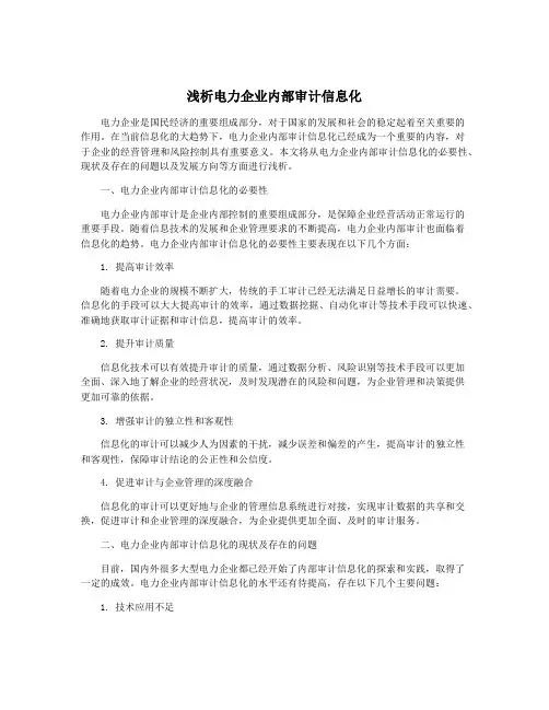 浅析电力企业内部审计信息化