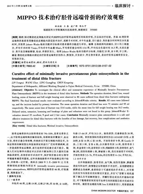 MIPPO技术治疗胫骨远端骨折的疗效观察