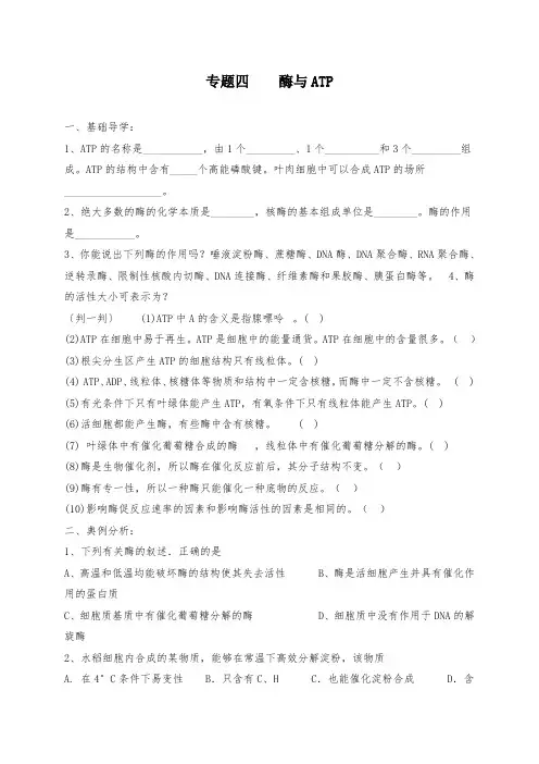 高中生物专题复习四酶与ATP