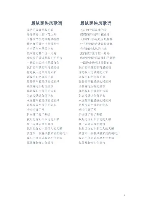 最炫民族风歌词