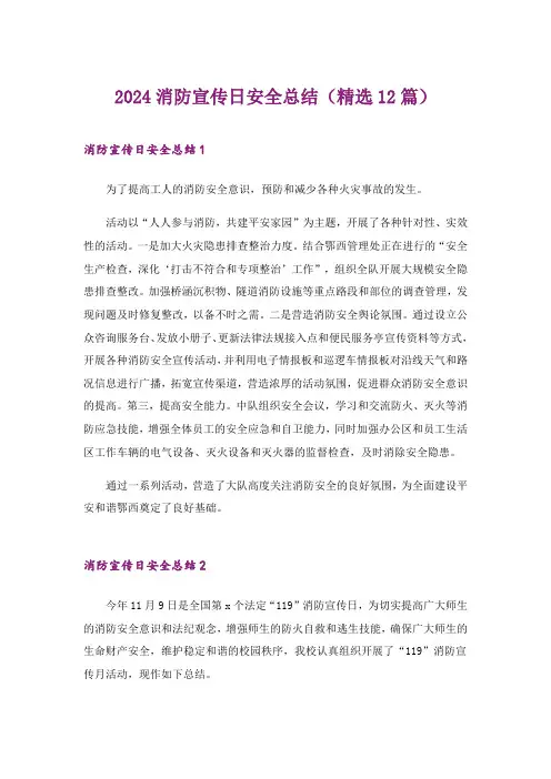 2024年消防宣传日安全总结(精选12篇)