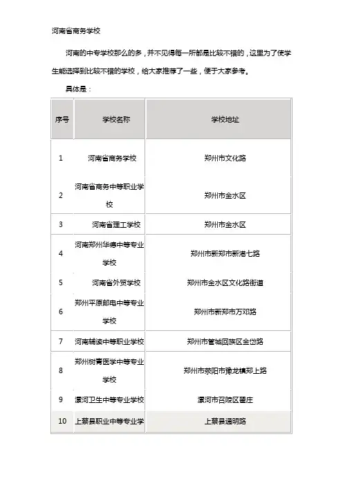 河南排名前十的中专叫什么名字