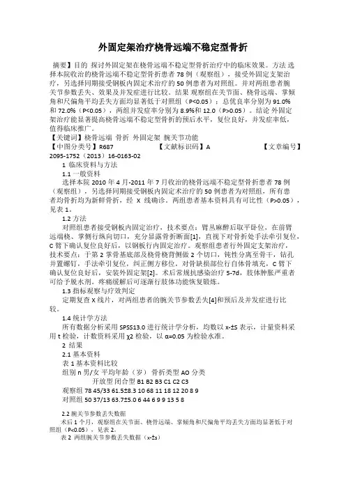 外固定架治疗桡骨远端不稳定型骨折