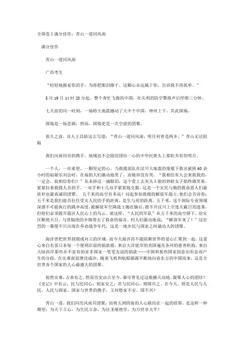 高中语文高考作文,有关09年高考满分作文
