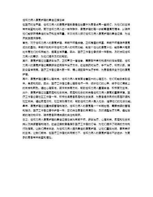 低视力病人康复护理的最佳证据总结