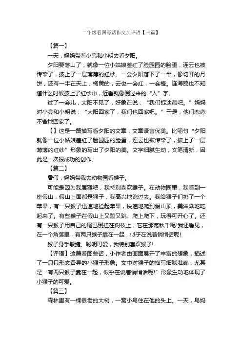 二年级看图写话作文加评语【三篇】_小学二年级看图写话作文_