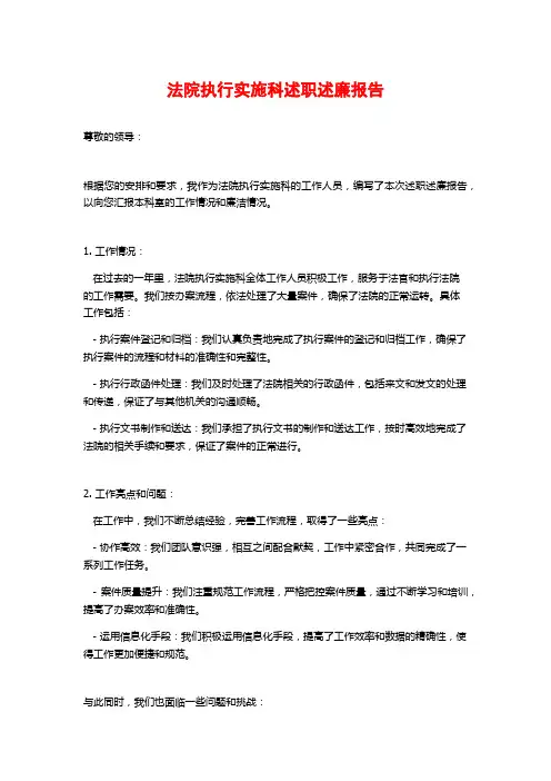 法院执行实施科述职述廉报告 (2)