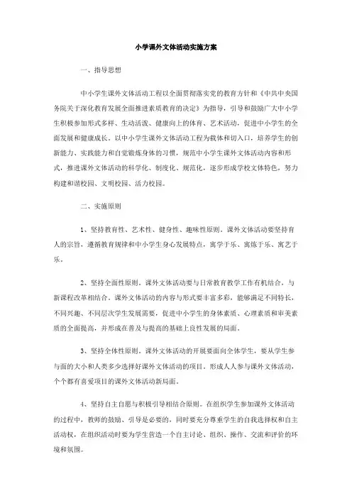小学课外文体活动实施方案