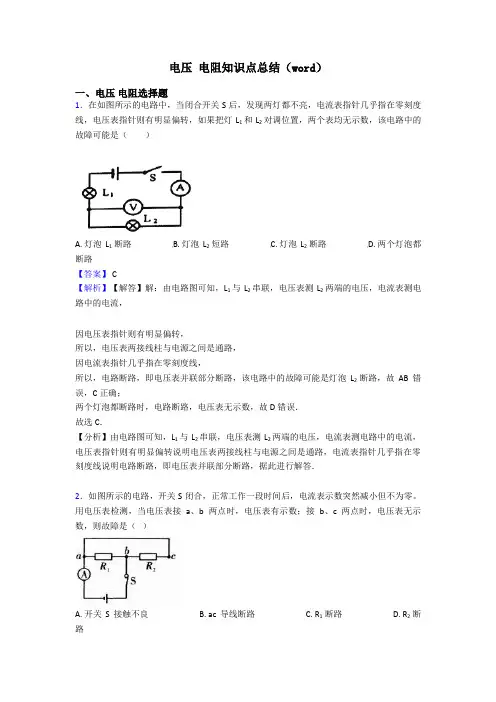 电压 电阻知识点总结(word)