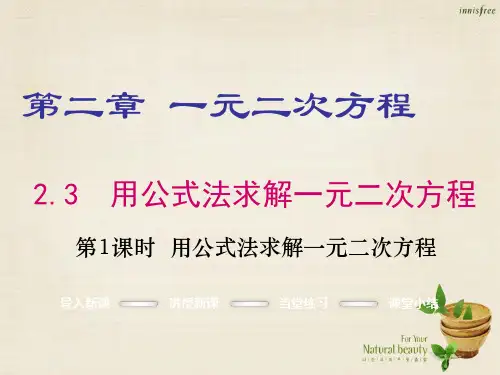 【北师大版】九年级数学上册：2.3.1《用公式法求解一元二次方程》ppt课件