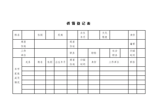 侨 情 登 记 表