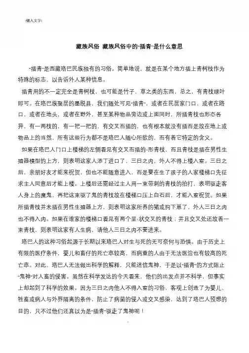 藏族风俗 藏族风俗中的“插青”是什么意思