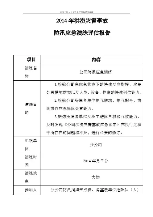 防汛演练评估报告