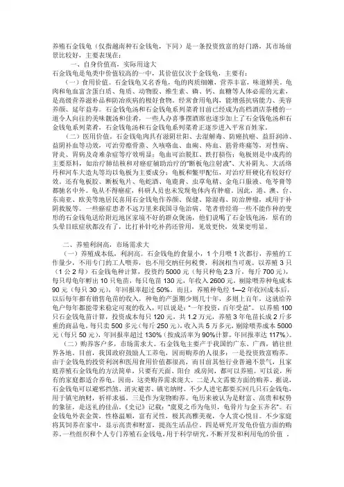 养殖石金钱龟