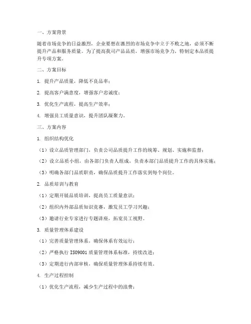 品质提升专项方案