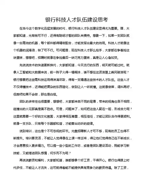 银行科技人才队伍建设思考