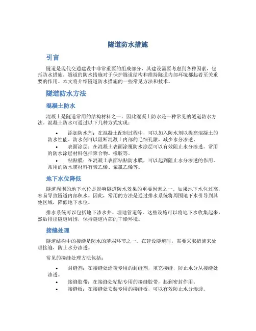 隧道防水措施