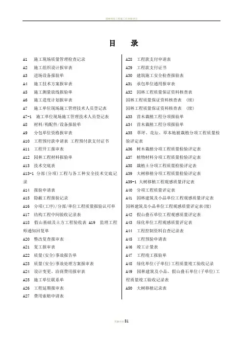 园林绿化工程施工全套表格