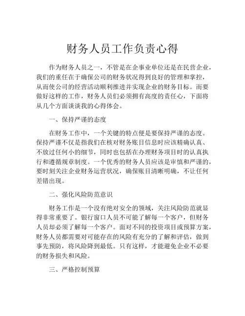 财务人员工作负责心得