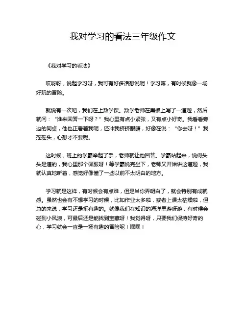 我对学习的看法三年级作文