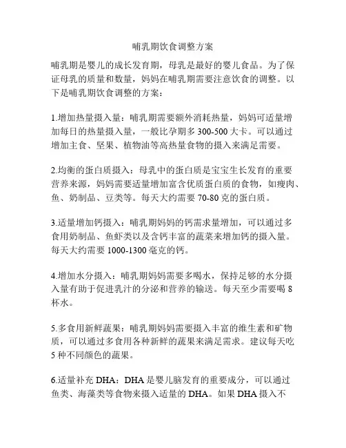 哺乳期饮食调整方案
