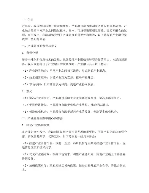 产业融合实践心得体会