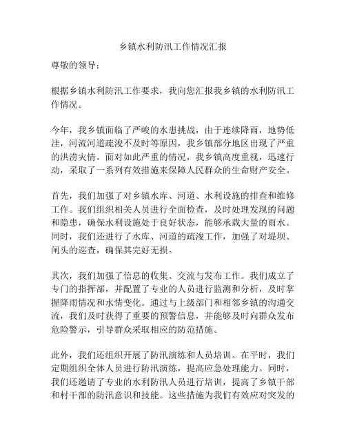 乡镇水利防汛工作情况汇报
