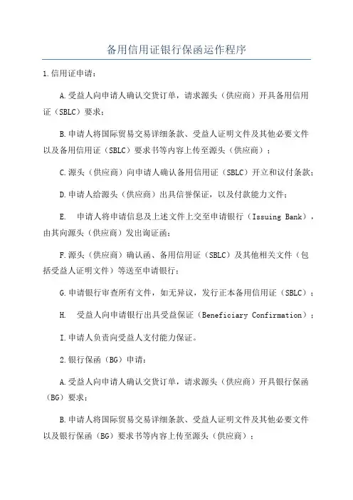备用信用证银行保函运作程序